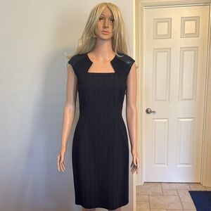 Elie Tahari Navy Cap Sleeve Midi Dress